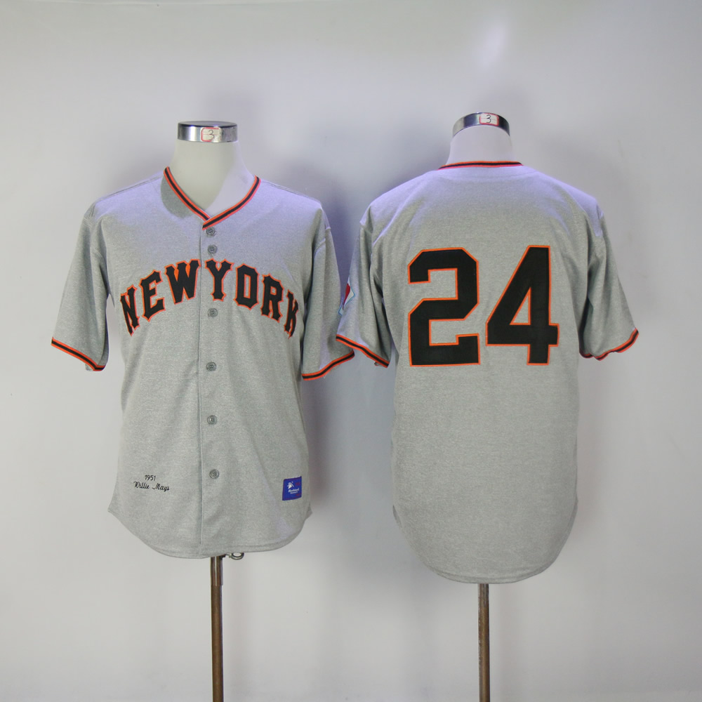 Men San Francisco Giants #24 Mays Grey Throwback MLB Jerseys->san francisco giants->MLB Jersey